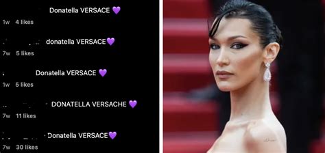 donatella versace bella hadid|donatella versace purple heart meme.